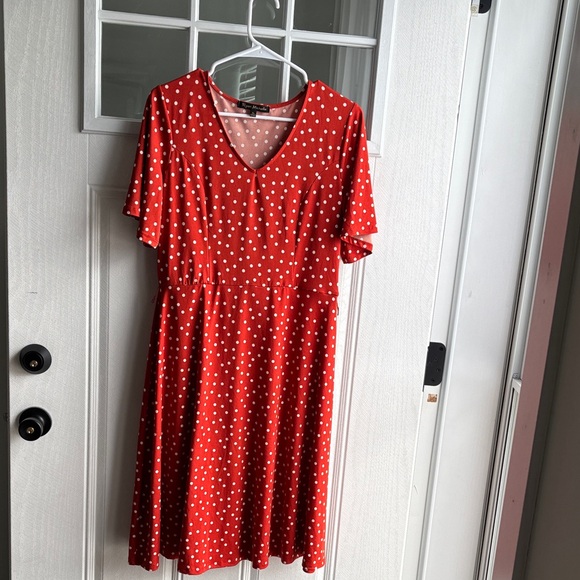 Ryan Michelle Dresses & Skirts - Women’s orange and white polka dot dress
